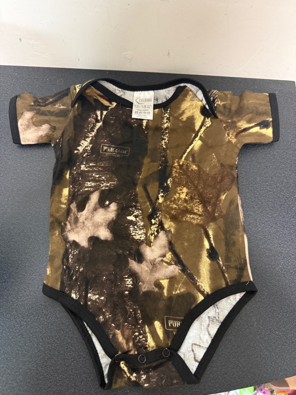 Purebaby Kids Gold & Brown Camouflage One-Piece Bodysuit